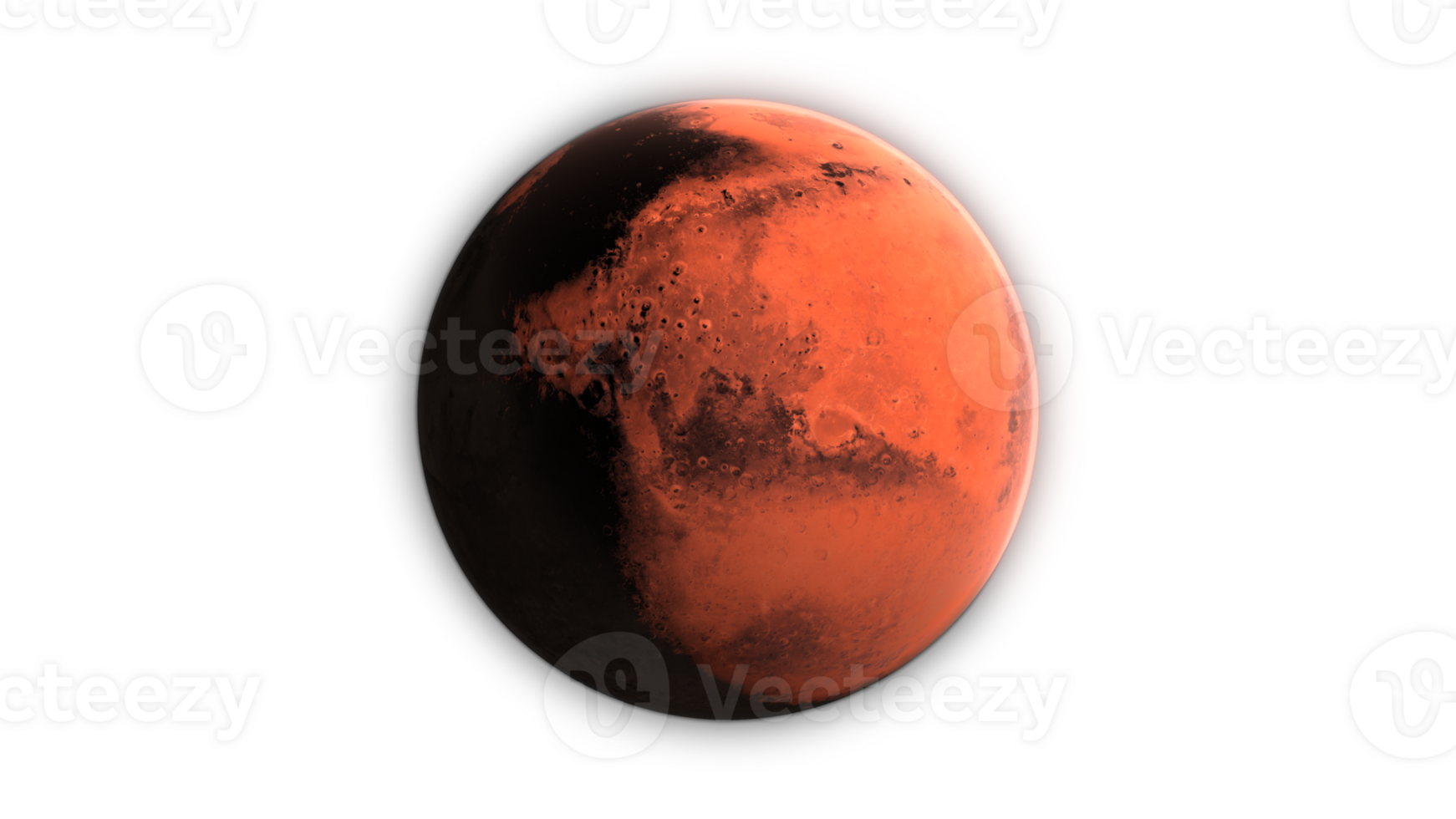 3D Render Mars Planet 360 Rotation On Galaxy Space Star Field 3D Illustration Isolated Transparent Alpha PNG