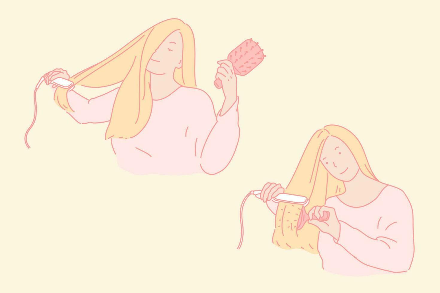 Hair styling, beauty care concept vector