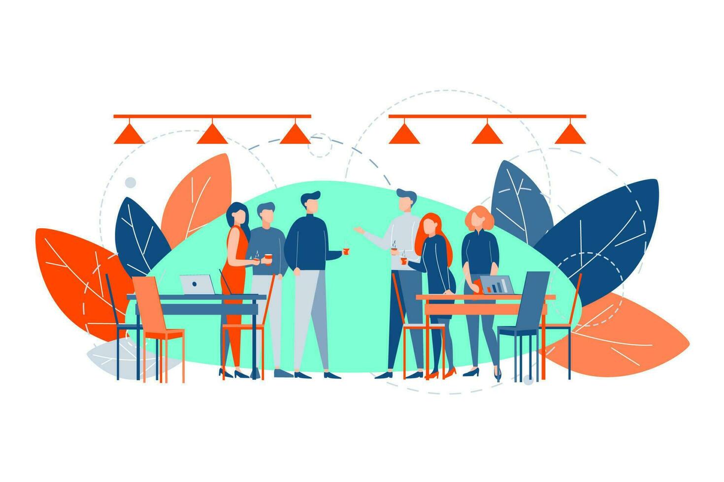 Business meeting, break, corporate party, teamwork concept vector