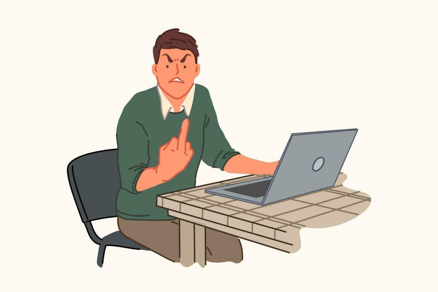 Computer malfunction, work problem, irritability, anger concept vector