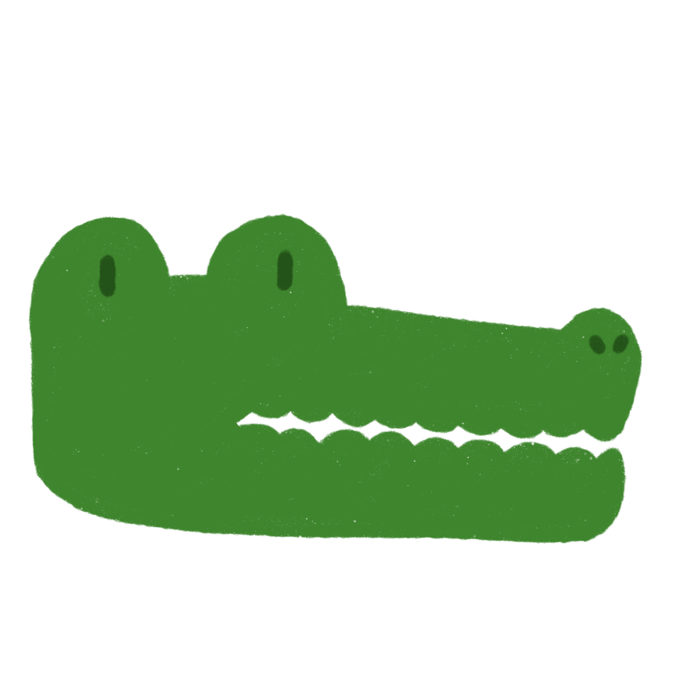 Cute green crocodile png