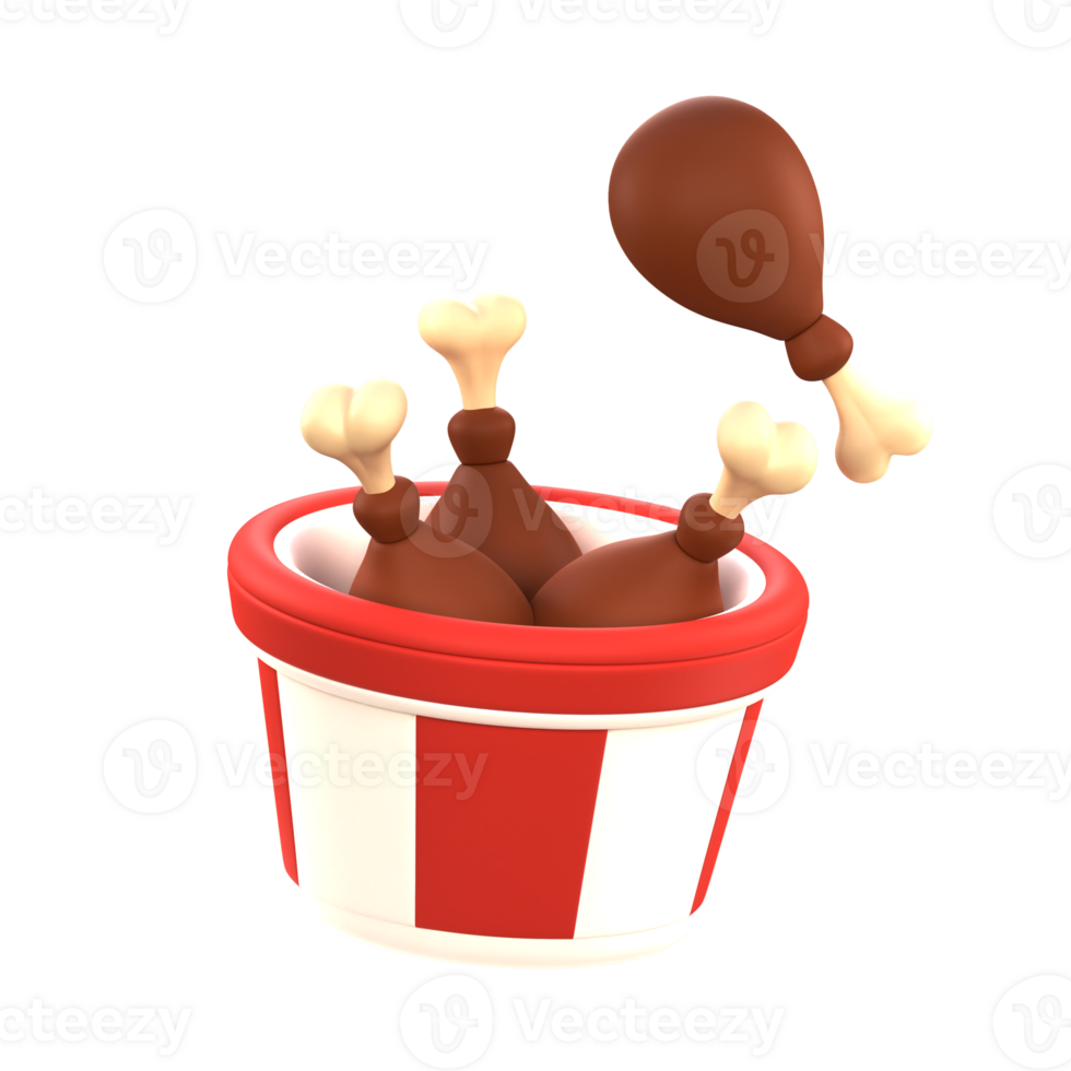 Fried Chicken Bucket 3d Icon png