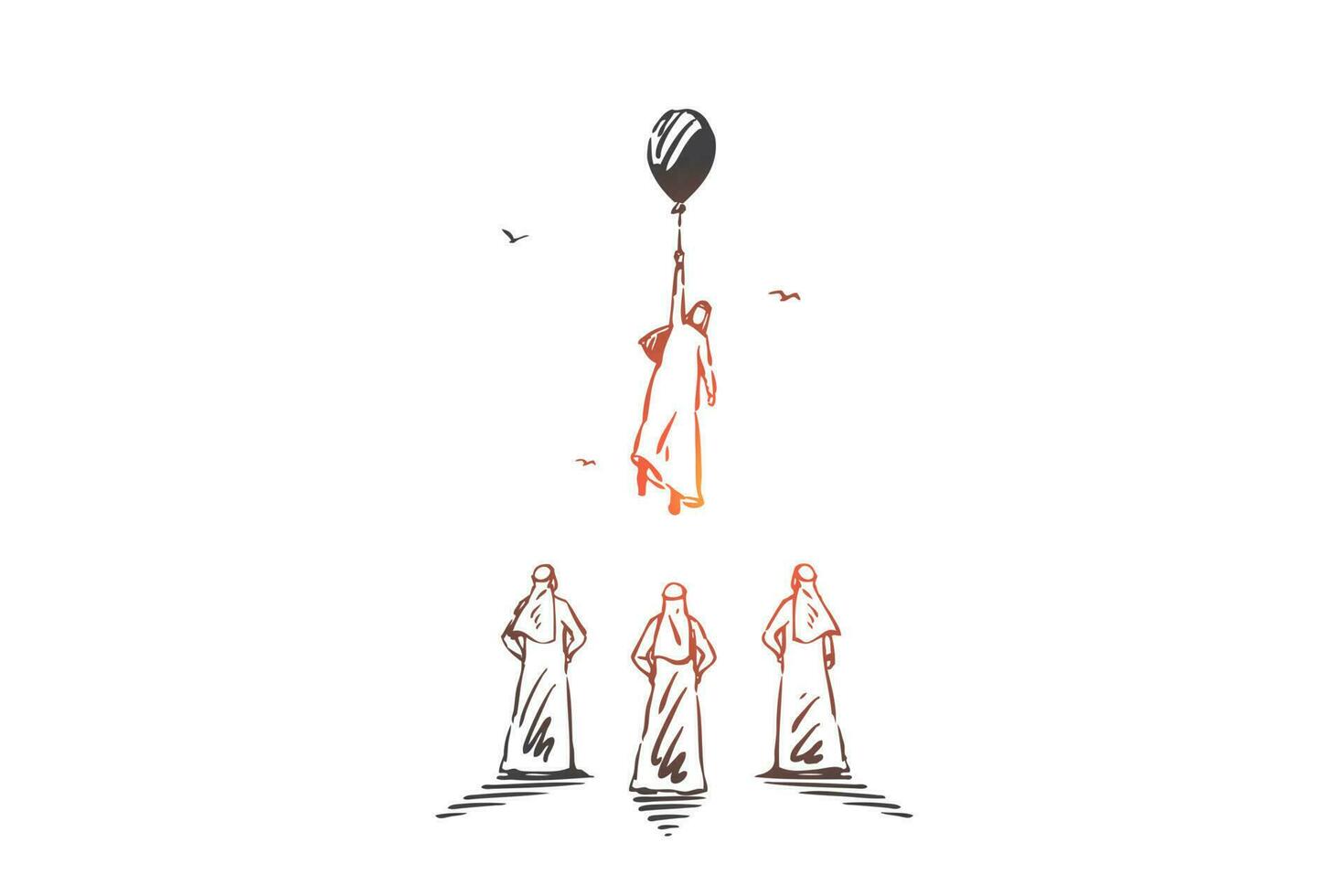 Leadership, ambitions, aspirations concept sketch. Hand drawn isolated vector