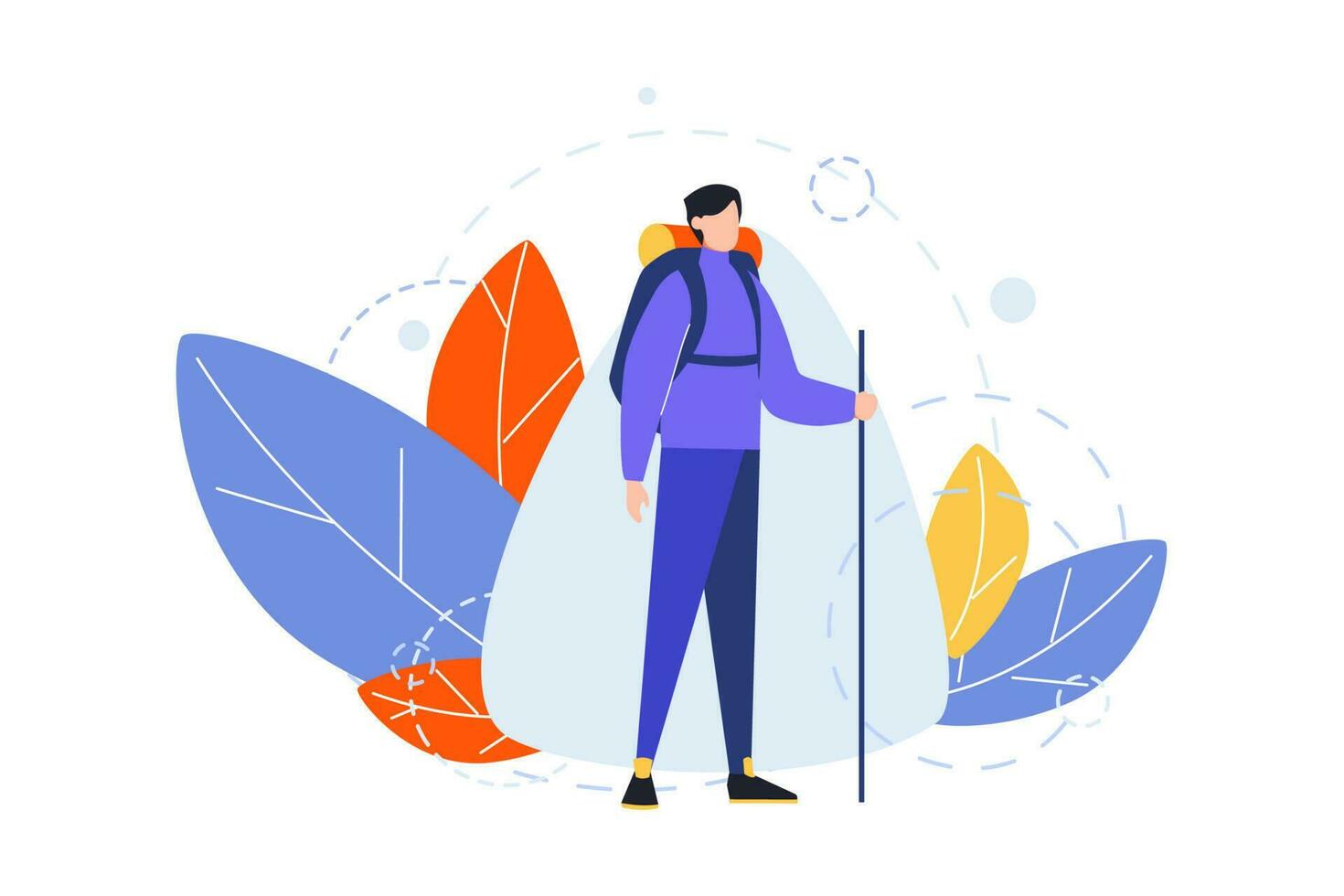 Hiking, occupation, hobby concept vector