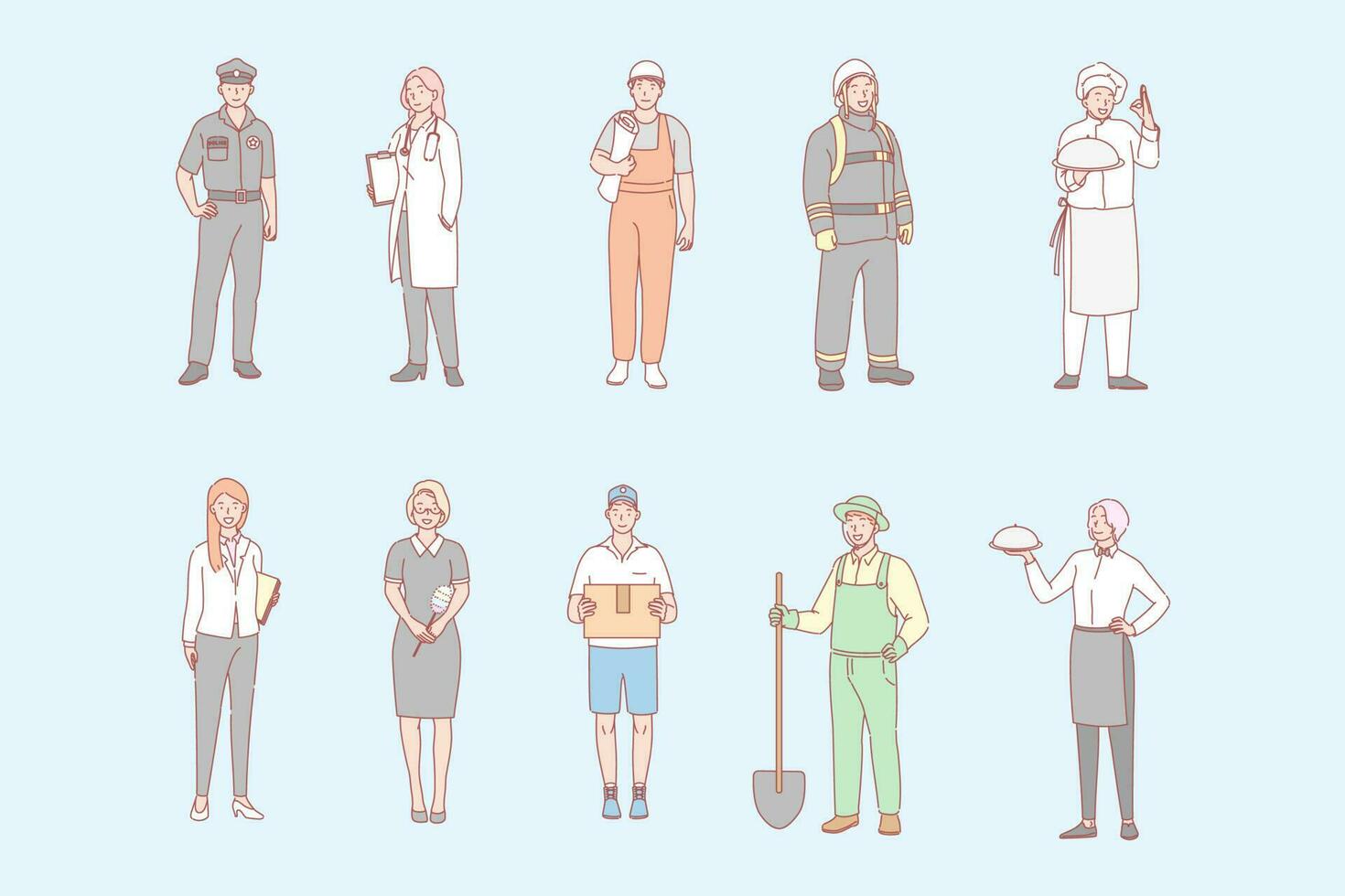 Mans and womans proffesions, jobs set concept vector