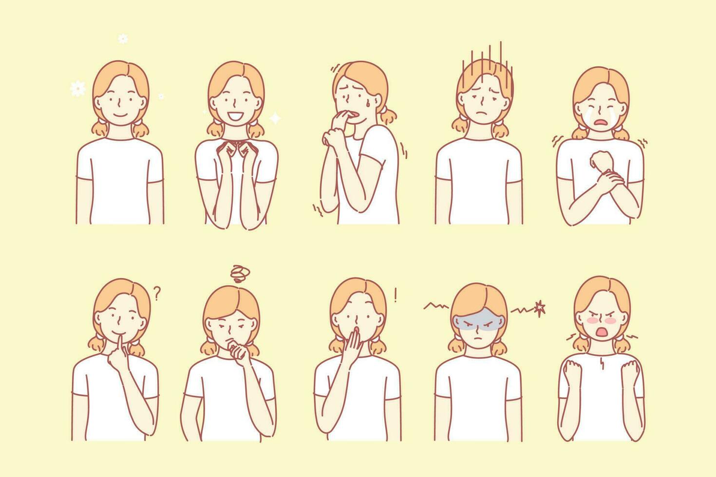 Childs emotions and facial expressions set vector