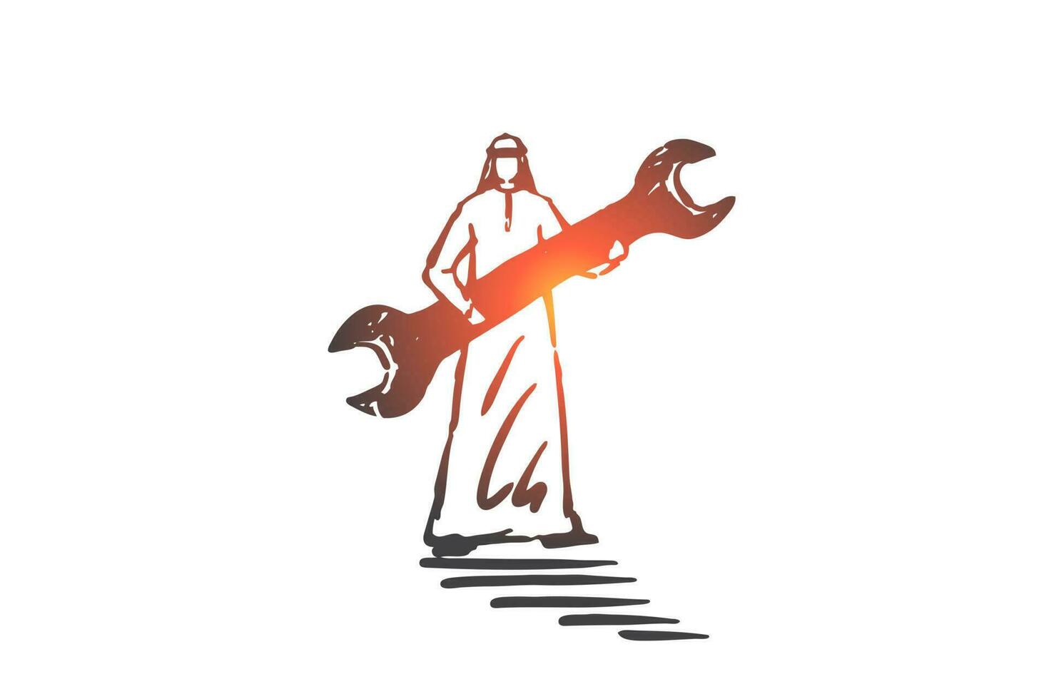 Technical support service concept sketch. Hand drawn isolated vector