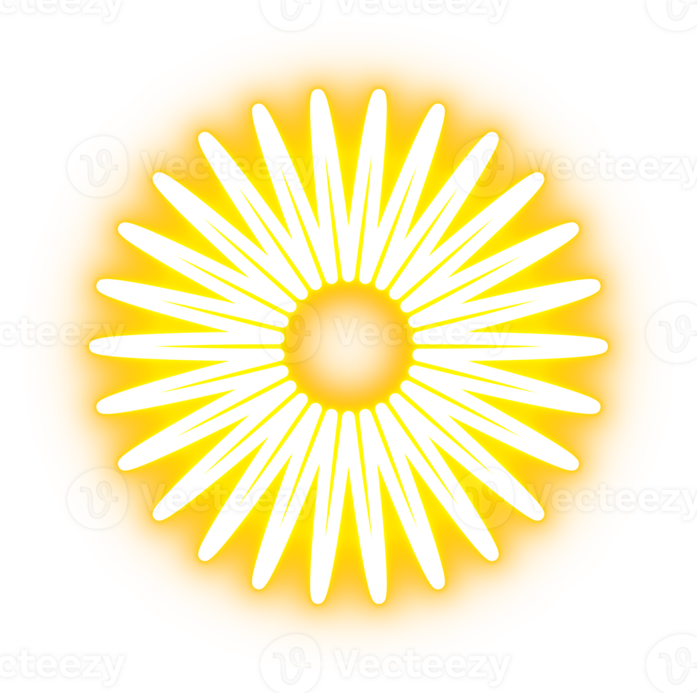 Glowing Neon Sun Design Element png