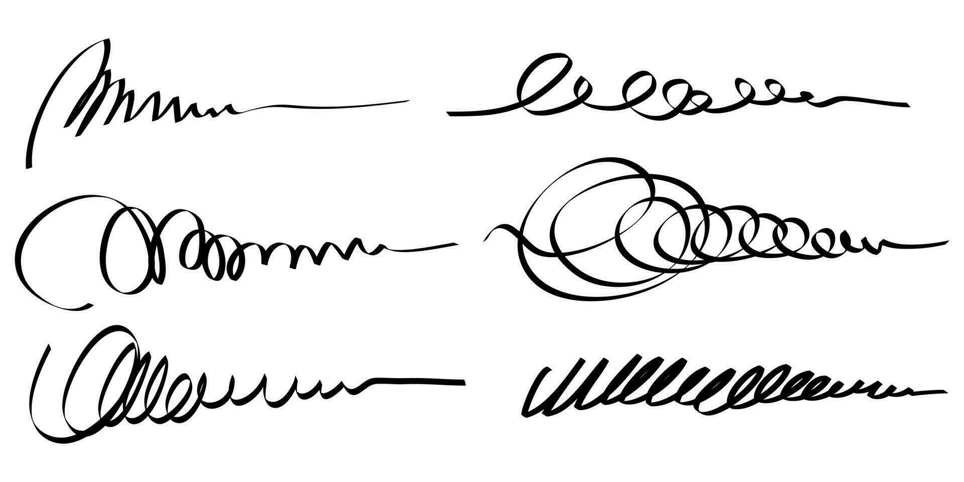 Set of hand drawn lines. Doodle design element with underline, scribble, swashes, swoops. swirl. vector illustration