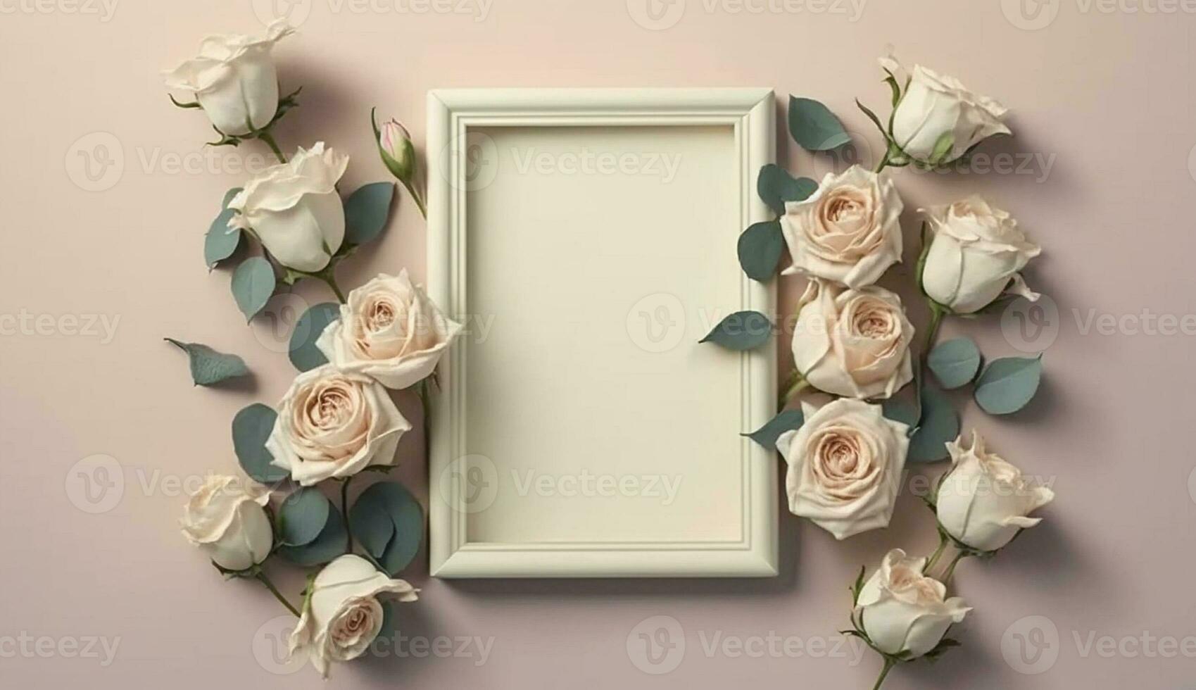 Frame wall flower 3d mockup background photo