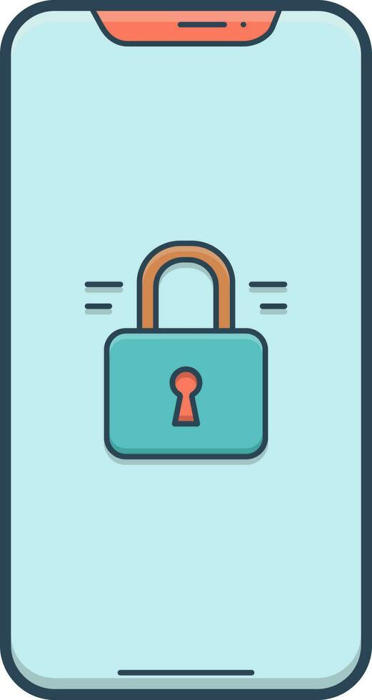 color icon for locked phone vector
