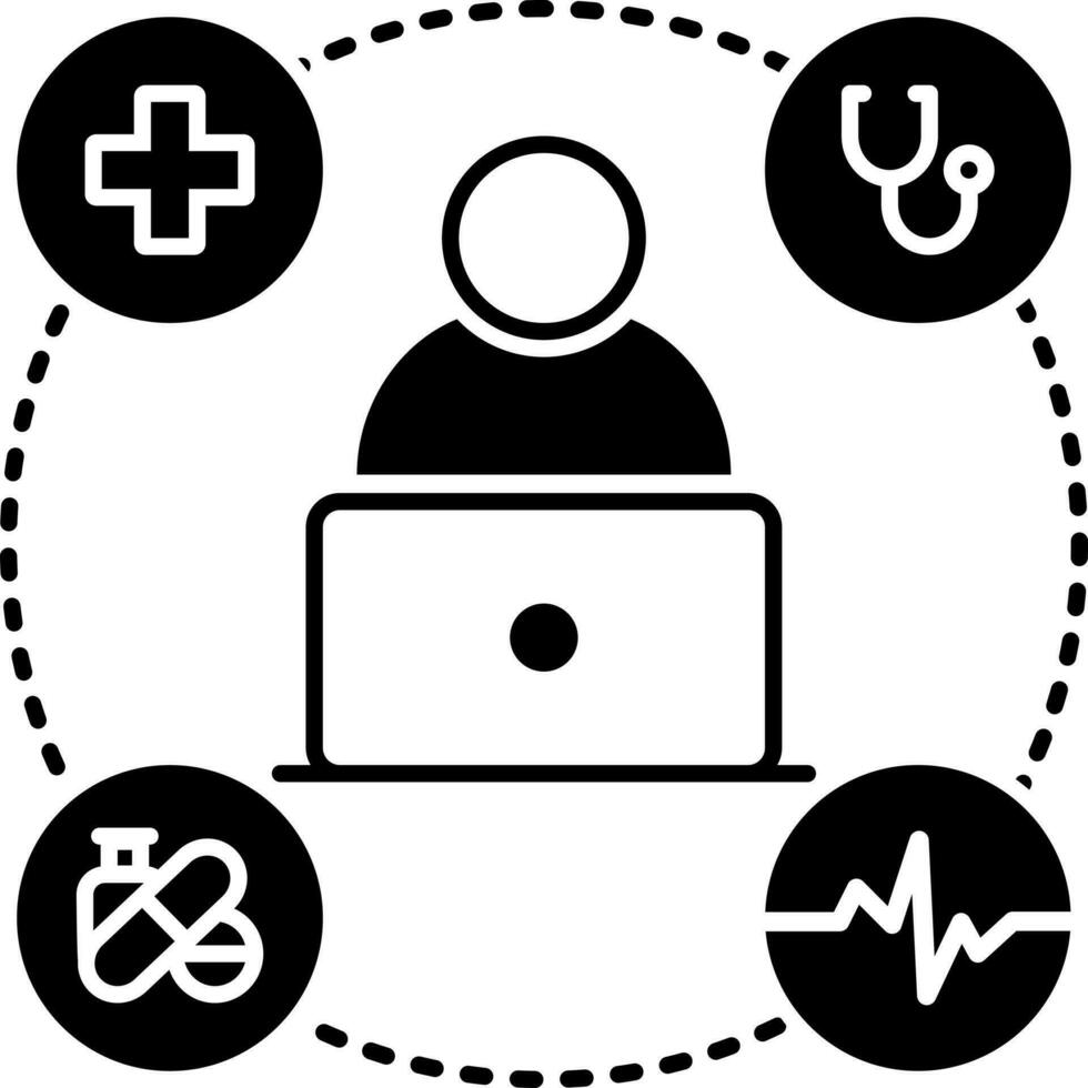 solid icon for online medical help vector