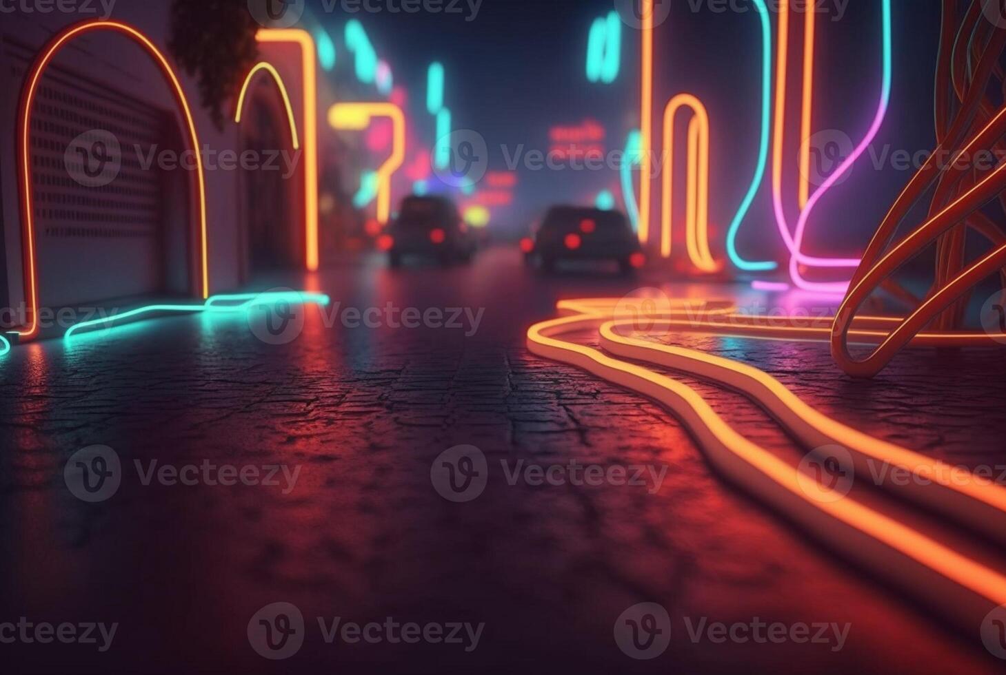 realistic background with neon light. photo