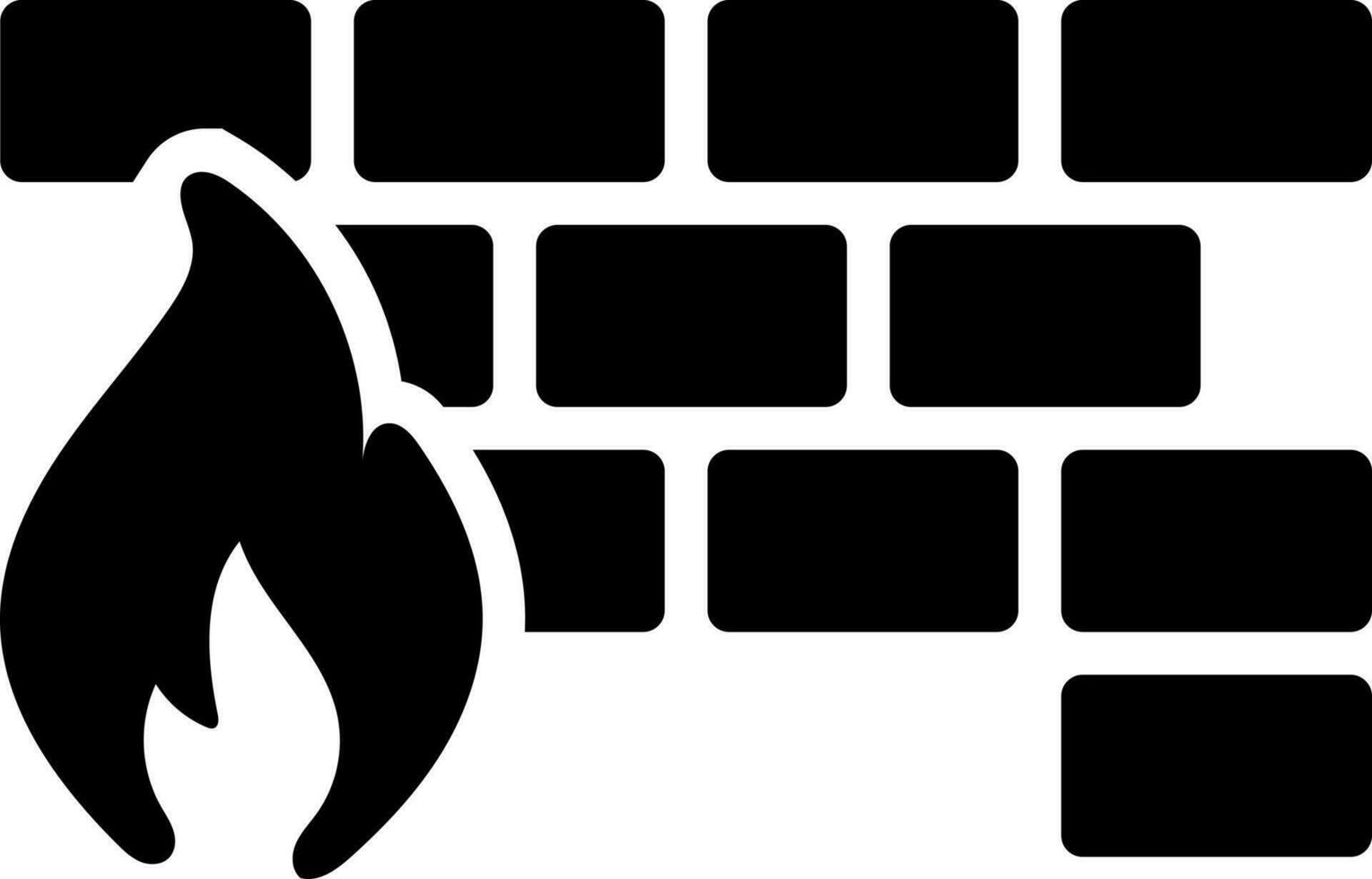 solid icon for firewall vector