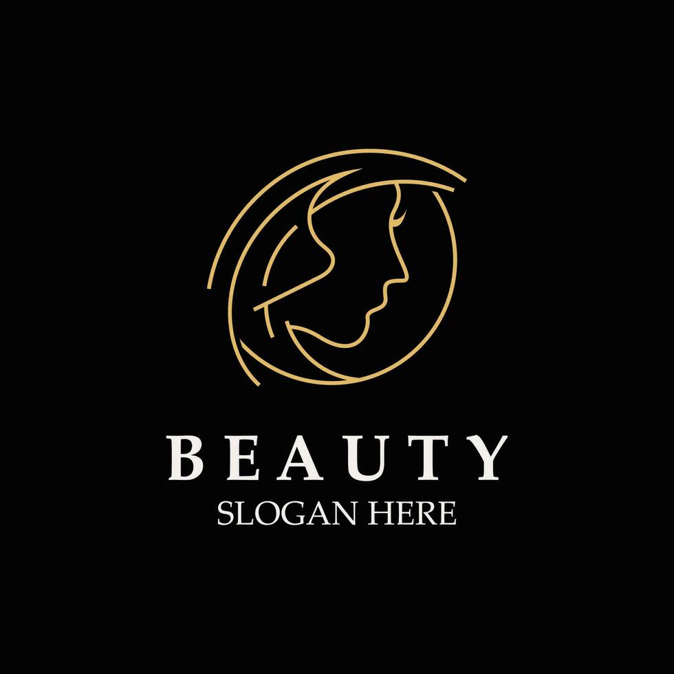 Woman Beauty care logo. Nature face saloon and spa design flat vector