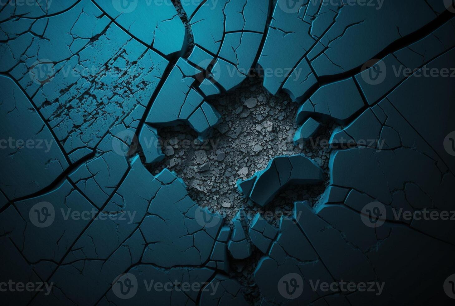 cracked dark blue cement texture background. photo