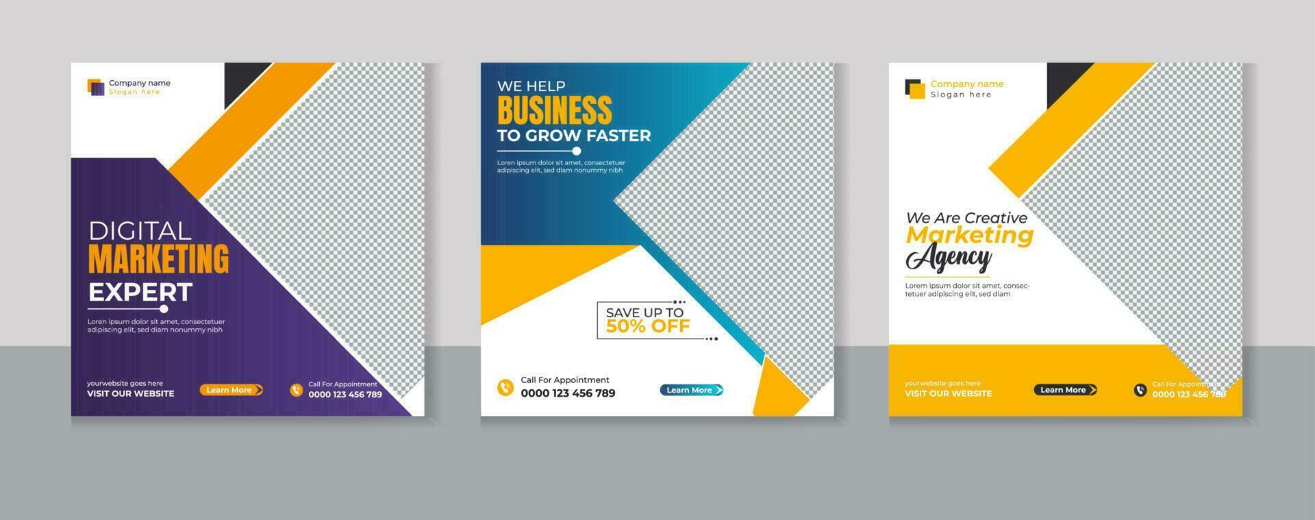 Corporate business social media post template bundle vector