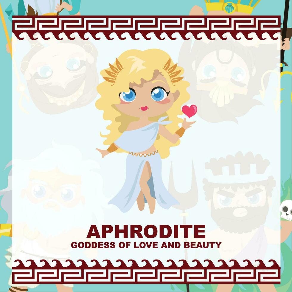 Cute illustration of Greek God and Goddess. Greek God and Goddess Flashcard. Vector file.