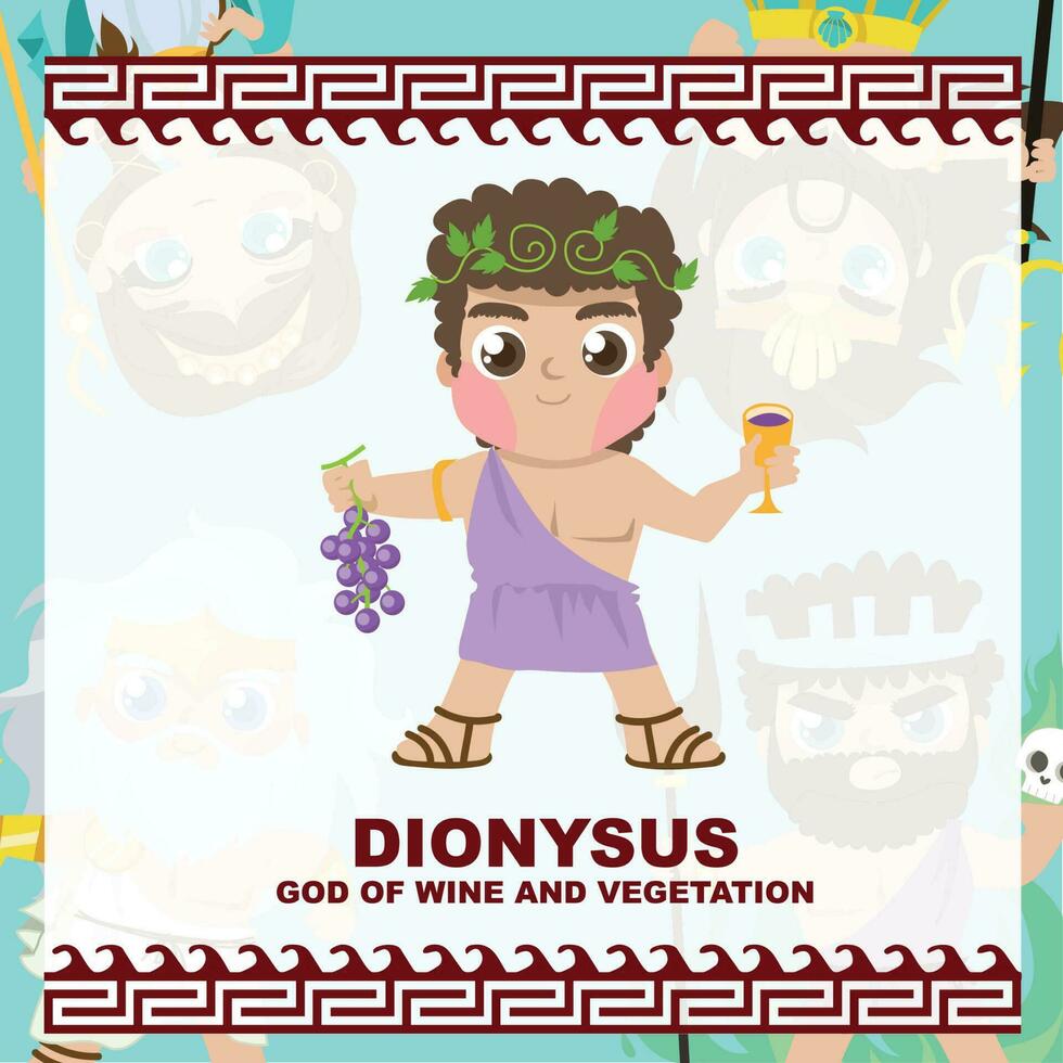 Cute illustration of Greek God and Goddess. Greek God and Goddess Flashcard. Vector file.