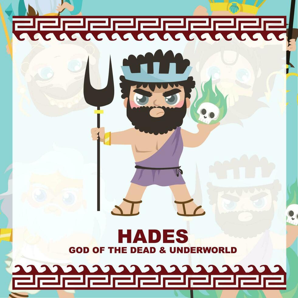 Cute illustration of Greek God and Goddess. Greek God and Goddess Flashcard. Vector file.