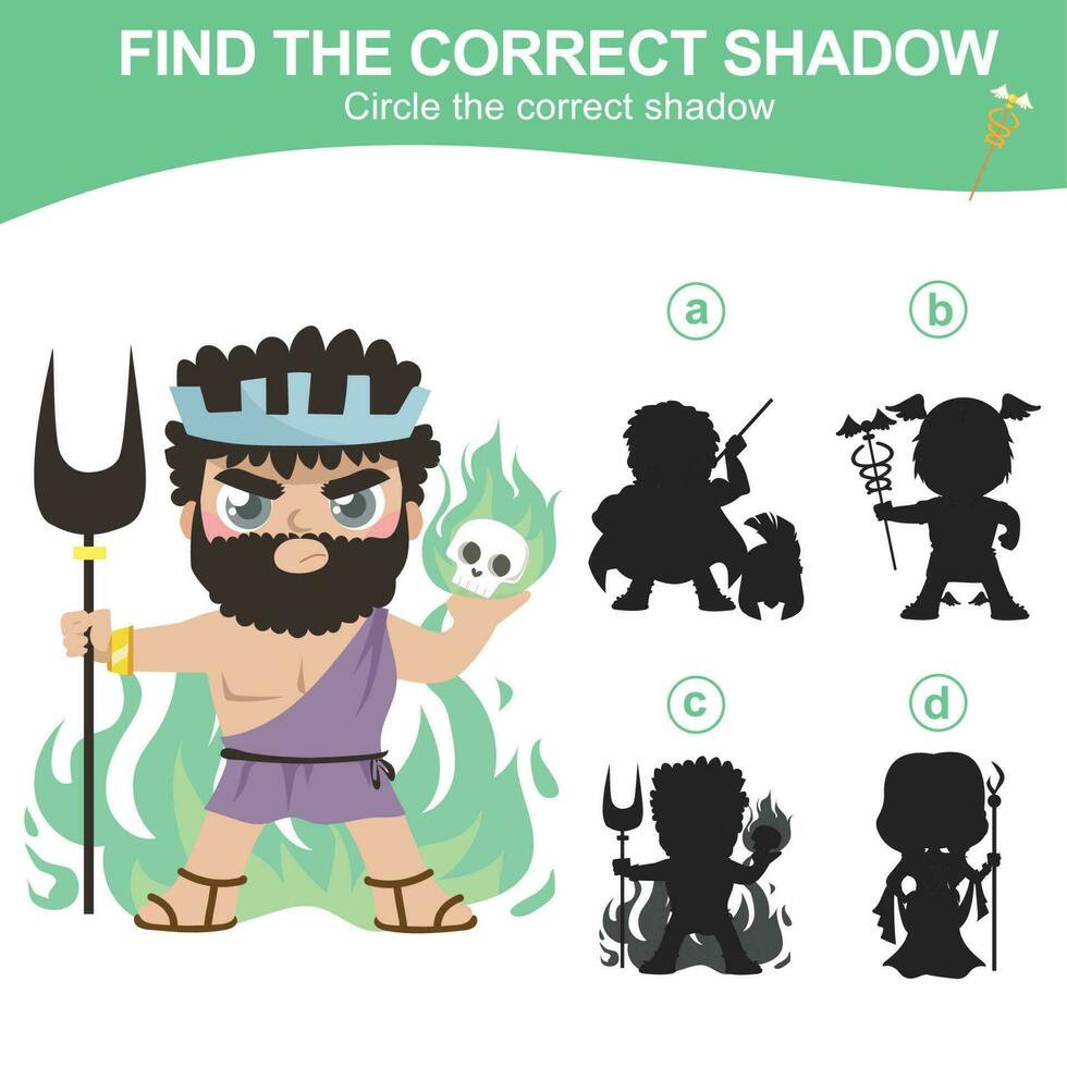 Find the correct shadow. Matching shadow game for children. Worksheet for kid. Educational printable worksheet. Vector illustration.