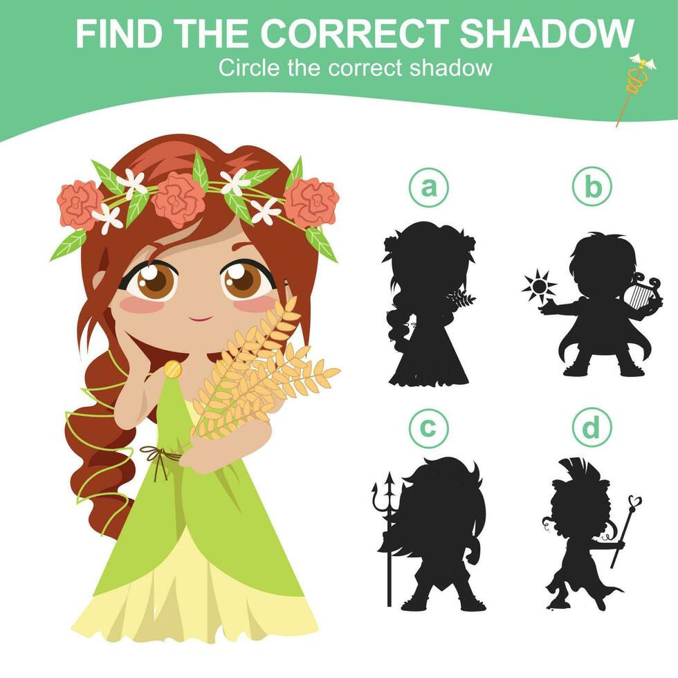 Find the correct shadow. Matching shadow game for children. Worksheet for kid. Educational printable worksheet. Vector illustration.