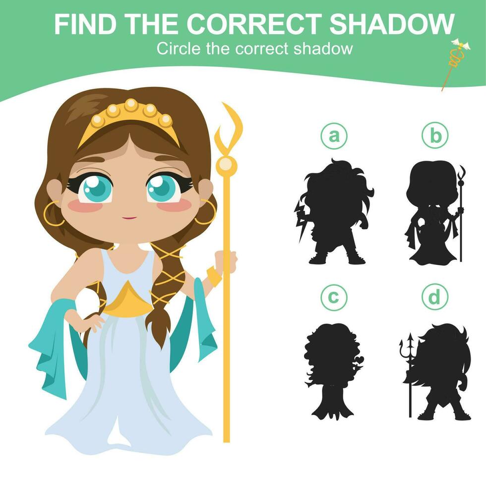 Find the correct shadow. Matching shadow game for children. Worksheet for kid. Educational printable worksheet. Vector illustration.