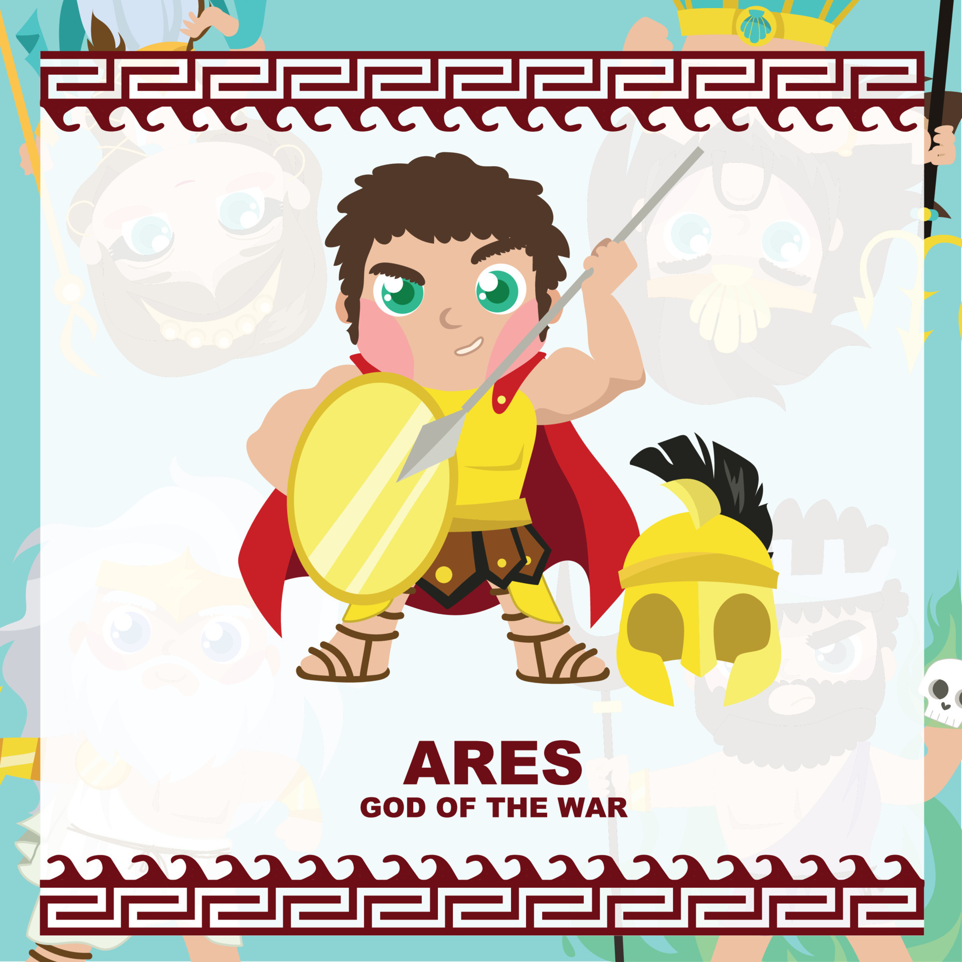 Cute illustration of Greek God and Goddess. Greek God and Goddess