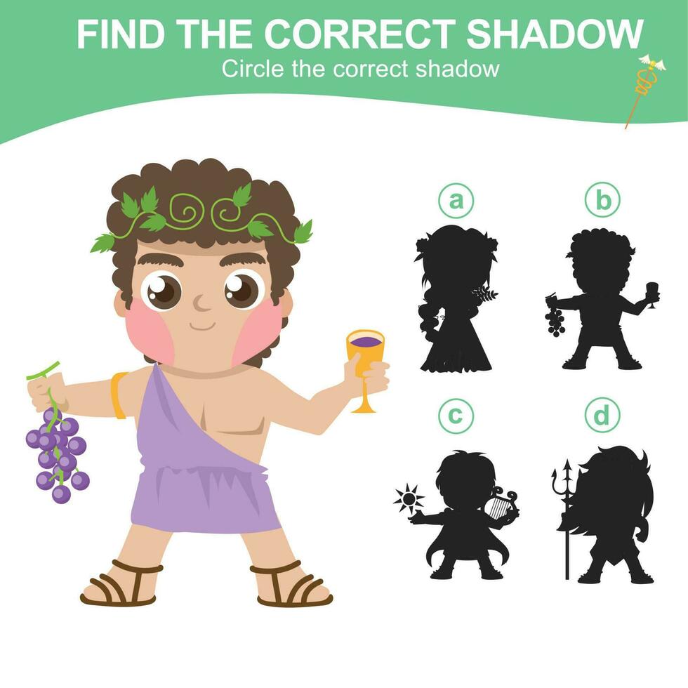 Find the correct shadow. Matching shadow game for children. Worksheet for kid. Educational printable worksheet. Vector illustration.