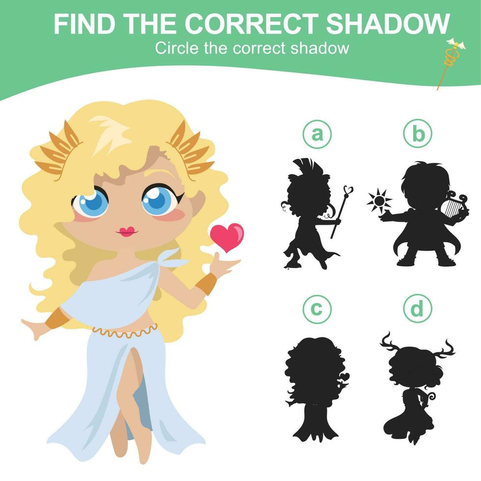 Find the correct shadow. Matching shadow game for children. Worksheet for kid. Educational printable worksheet. Vector illustration.