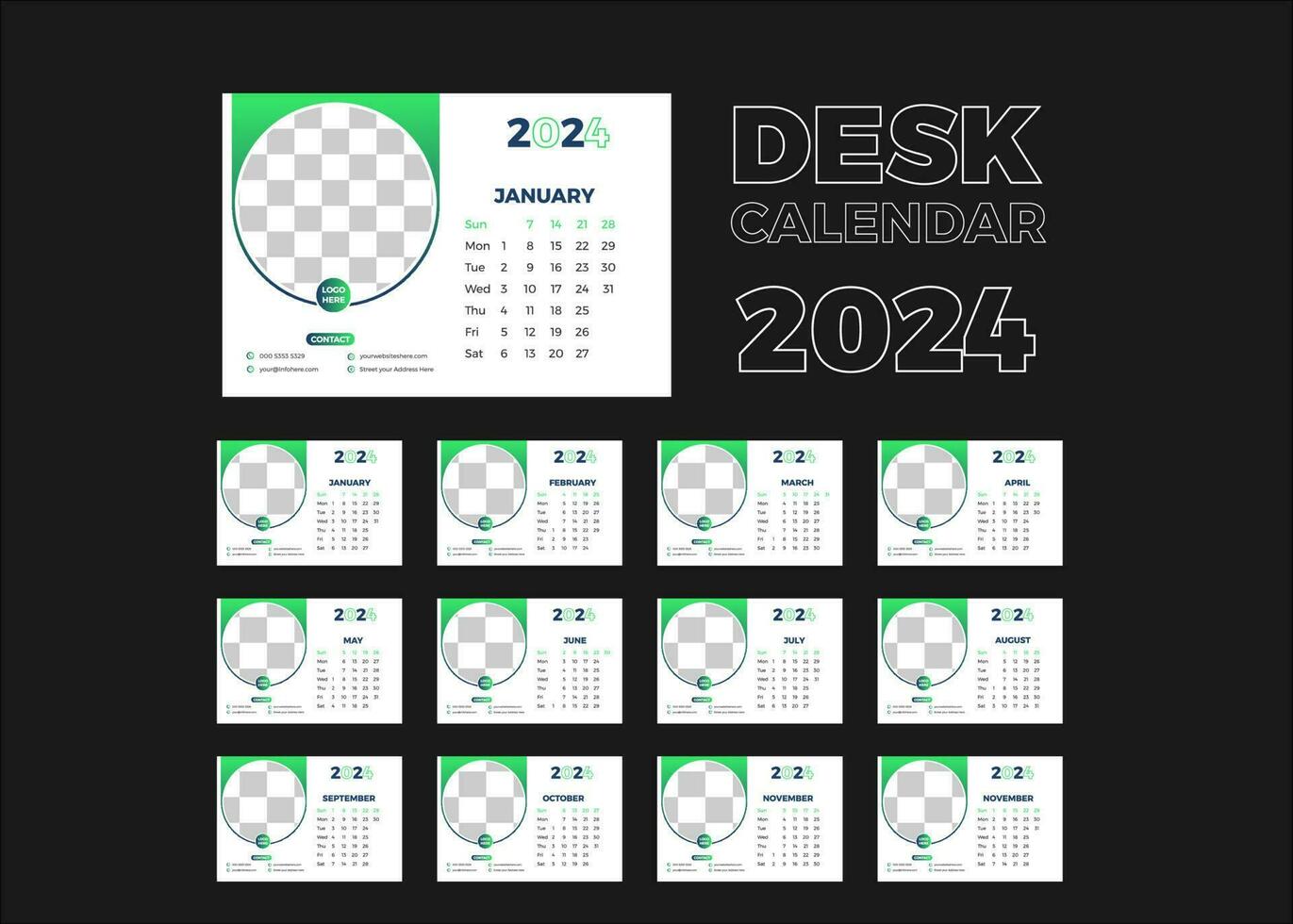 corporativo escritorio calendario diseño 2024 vector