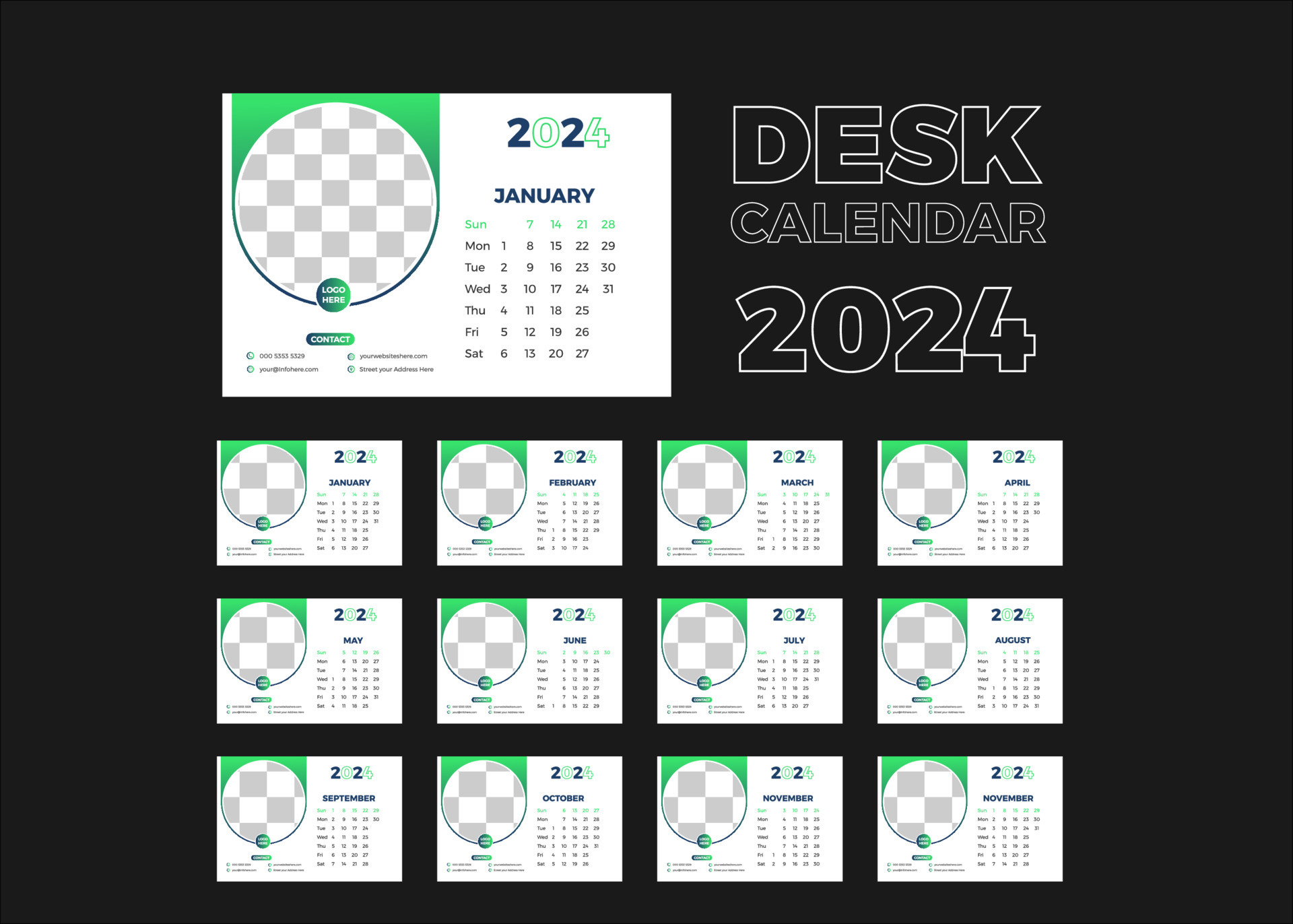 Corporate Desk Calendar Design 2024 23818999 Vector Art at Vecteezy
