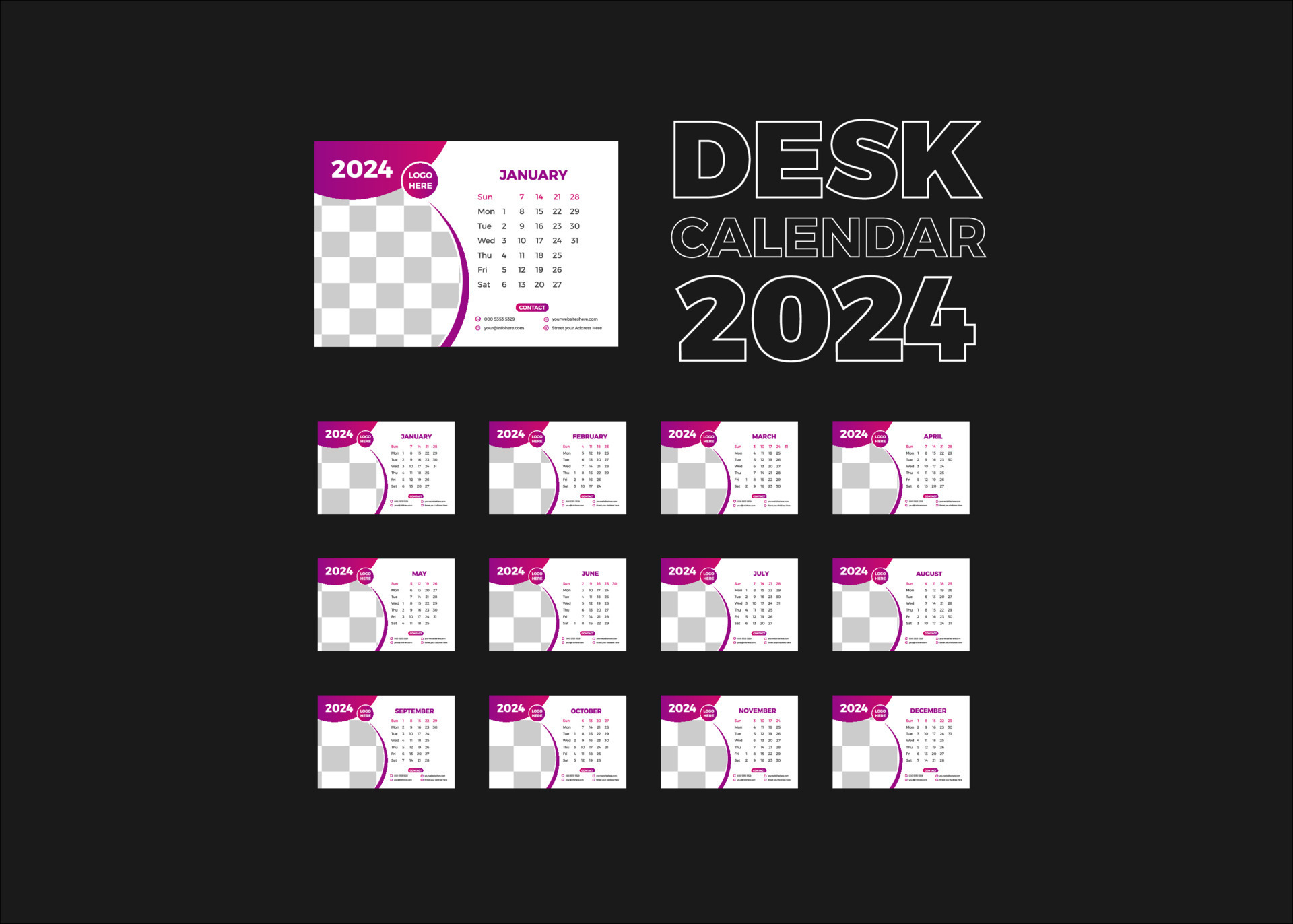 Corporate Business Calendar Design Template Desk Calendar 2024 23819001
