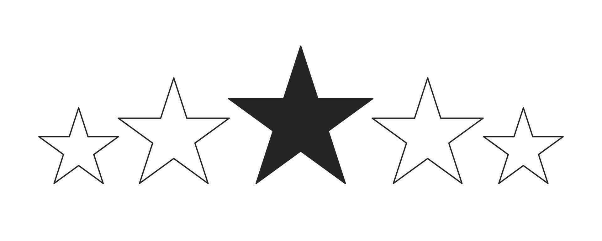 Five star rating flat monochrome isolated vector icon. Bewertung sterne. Review stars 5. Editable black and white line art drawing. Simple outline spot illustration for web graphic design