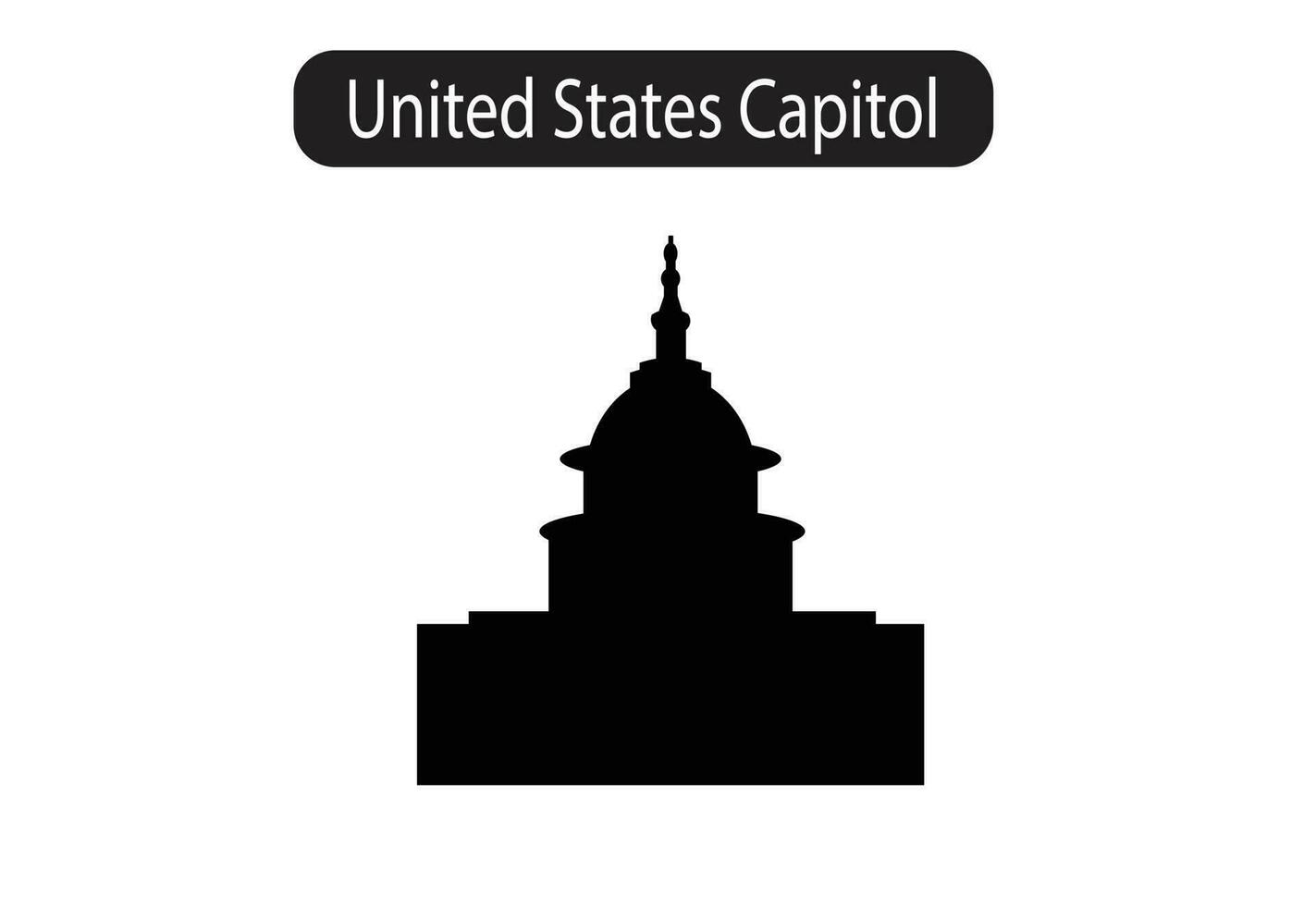 United States Capitol Silhouette Icon Vector Illustration