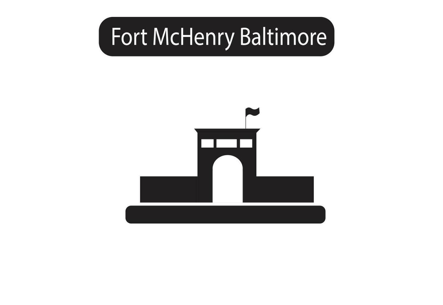 Fort McHenry Baltimore Silhouette Icon Vector Illustration