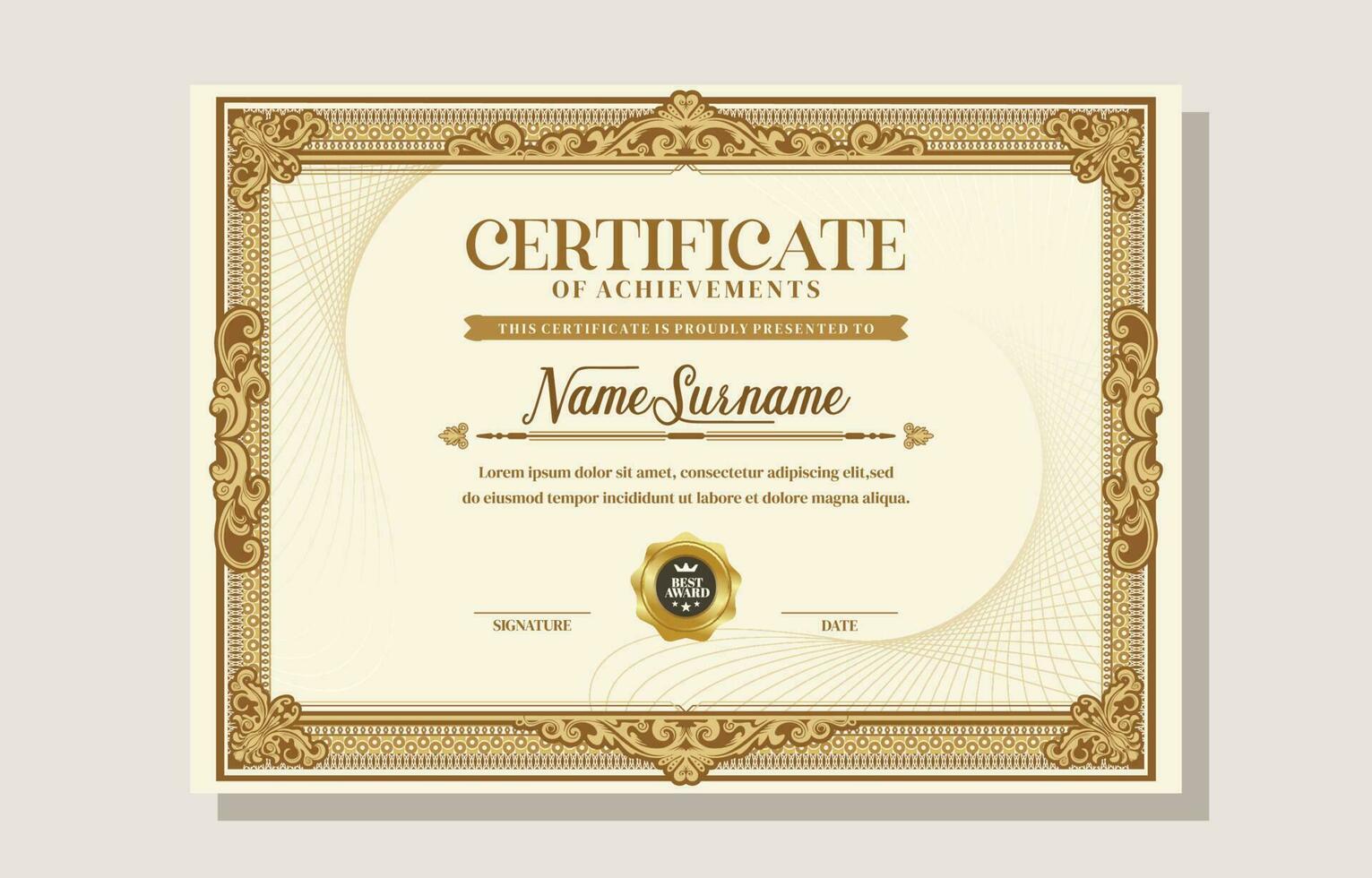 Classic Vintage Certificate Template vector