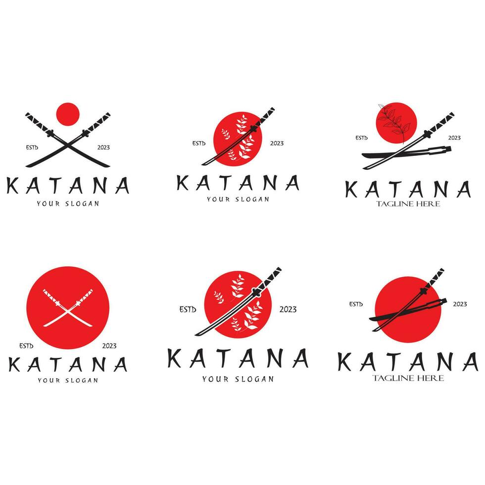 sencillo katana samurai espada logo diseño modelo vector, vector