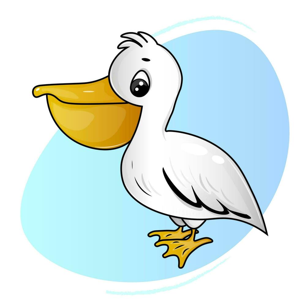 cartoon pelican on the background of the sea vector