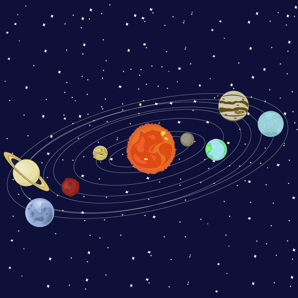 illustration of outer space with planets vector