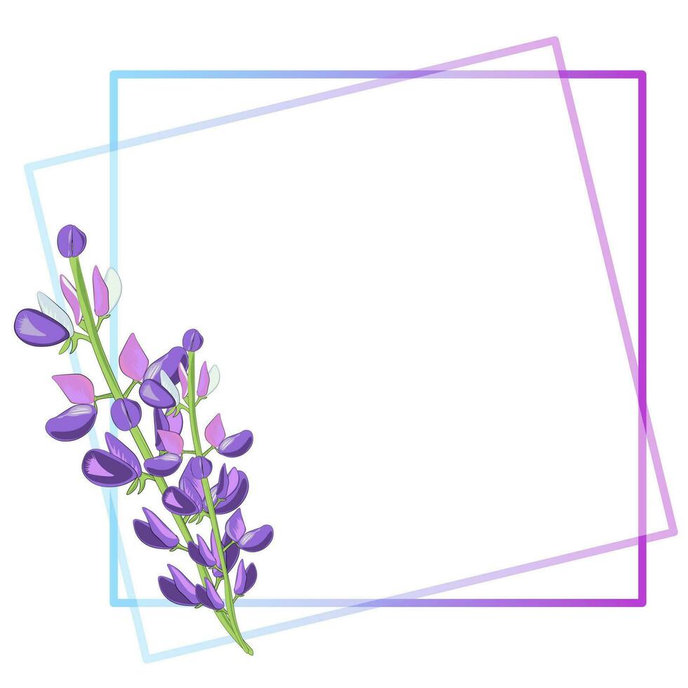 lilac square frame with flowers vector