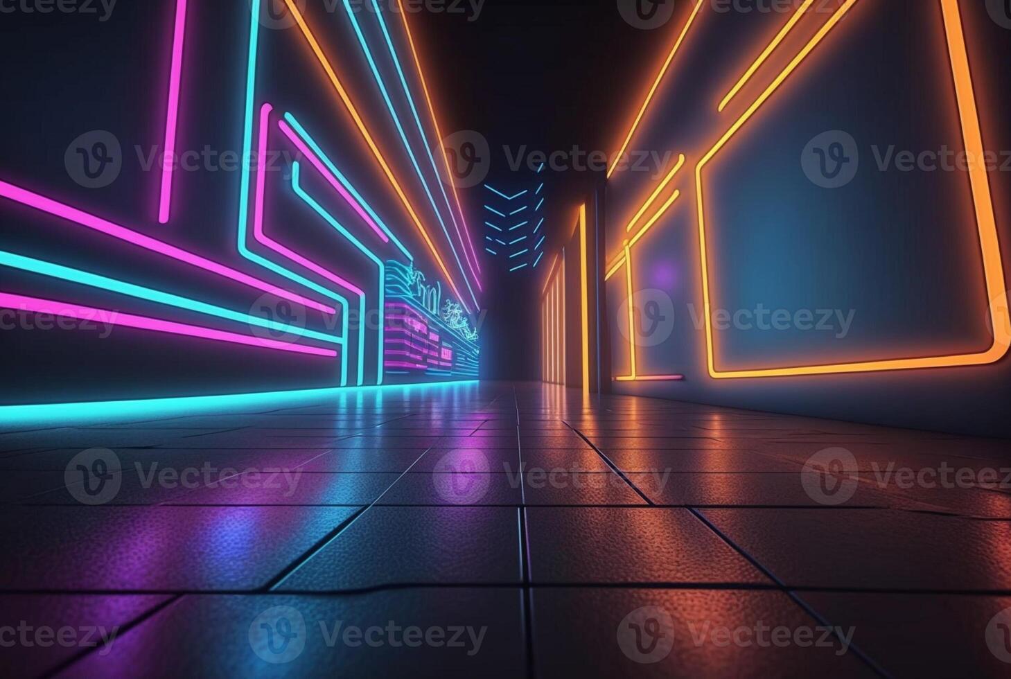 realistic background with neon light. photo
