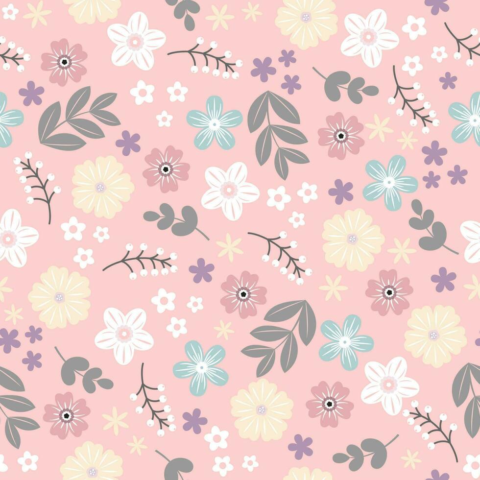 Simple seamless pattern with flowers vector