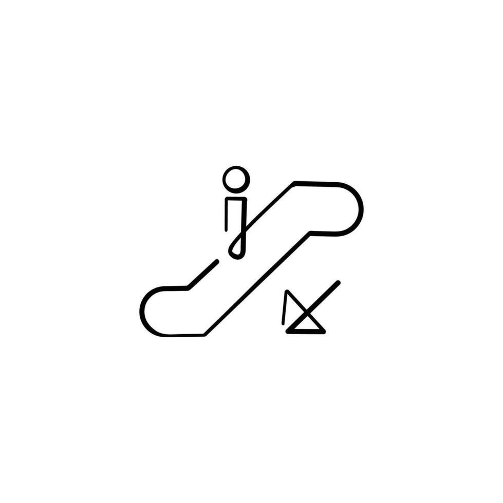 Escalator Down Line Style Icon Design vector