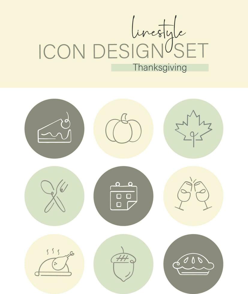 Linestyle Icon Design Set Thanksgiving vector