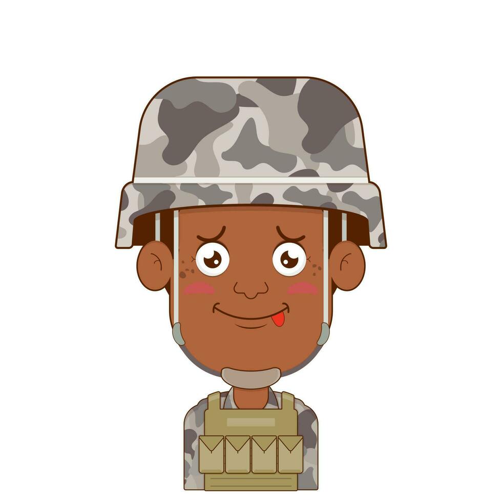 soldier doubt face cartoon cute vector