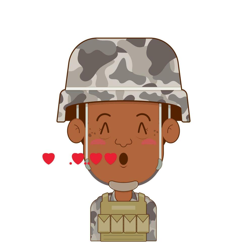 soldier whistling love face cartoon cute vector
