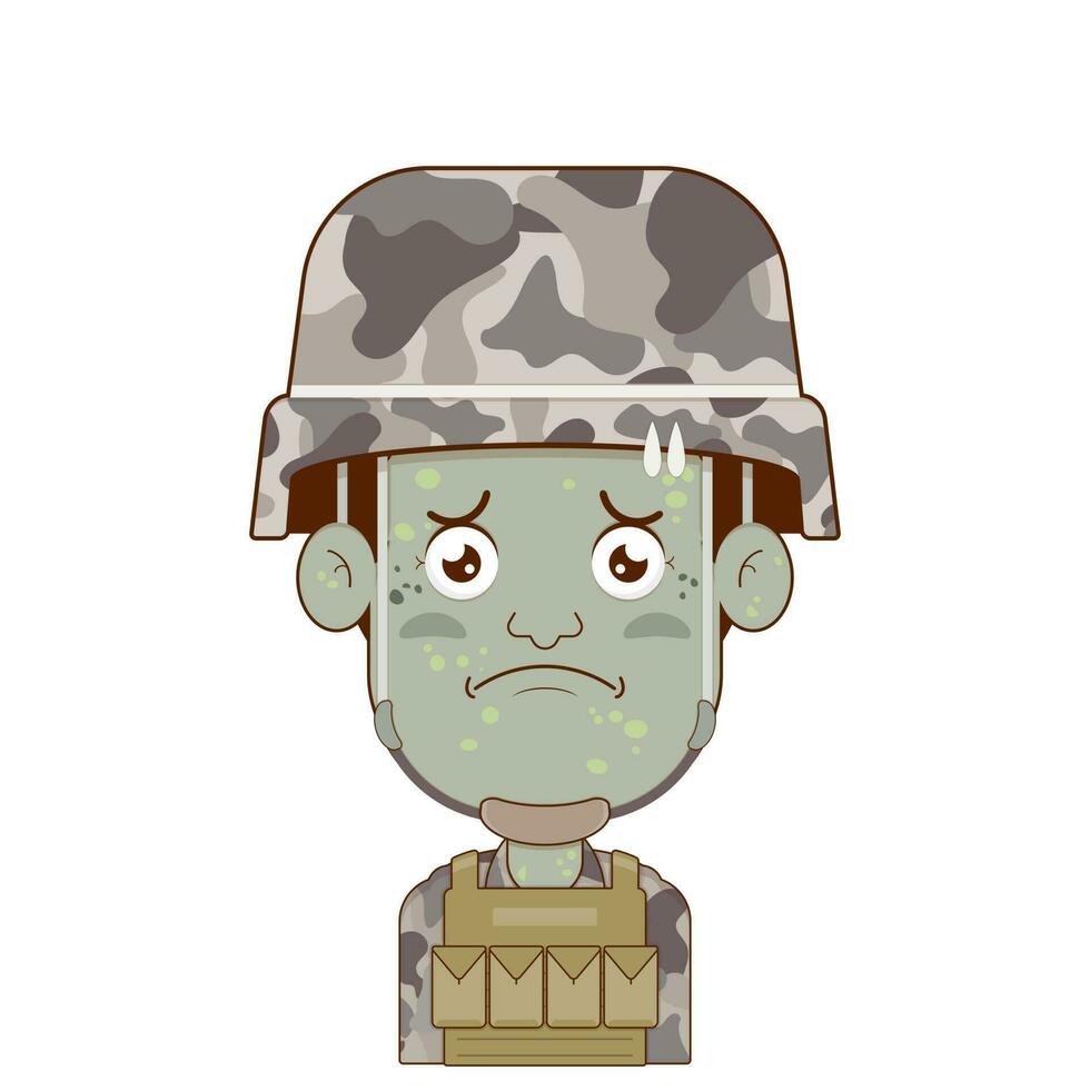 soldier pandemic face cartoon cute vector