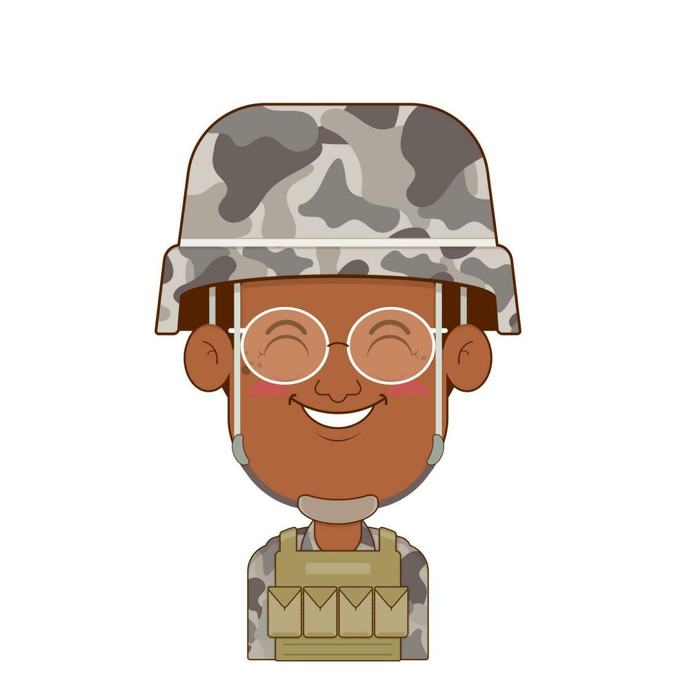 soldado sonrisa cara dibujos animados linda vector