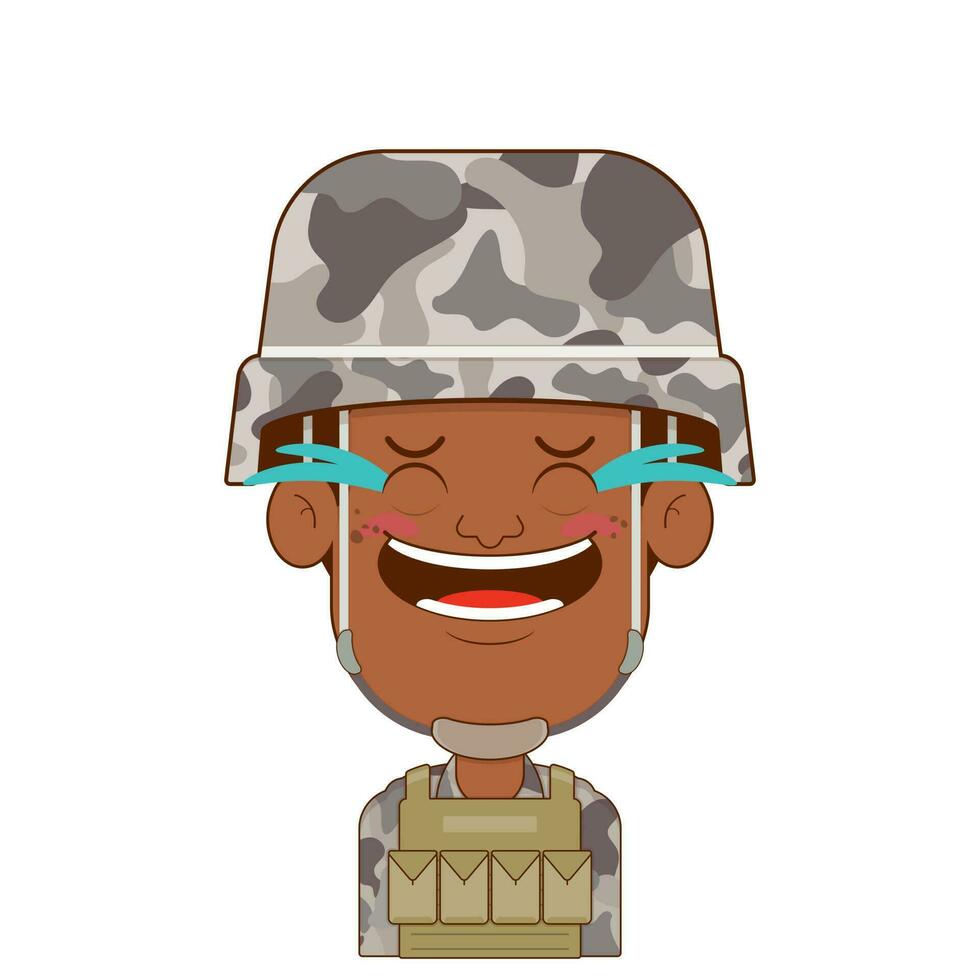 soldier laughing face cartoon cute vector